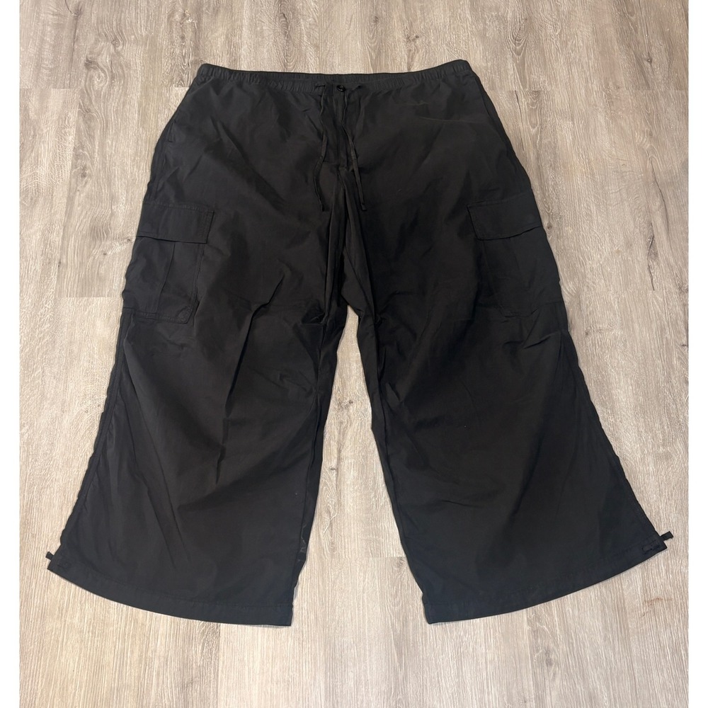 American Eagle Black Cargo Crop Pants Wide Leg Stretch Sz XXL 032 0461 NWT